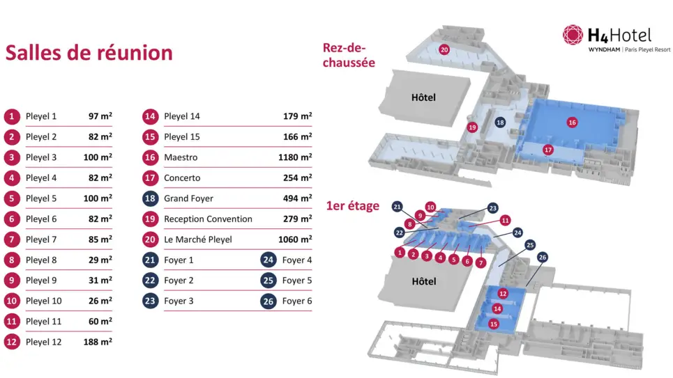 Plan des salles de réunion du H4 Hotel Wyndham Paris Pleyel Resort Plan des salles de réunion du H4 Hotel Wyndham Paris Pleyel Resort