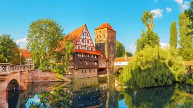 Fachwerkhäuser am See.