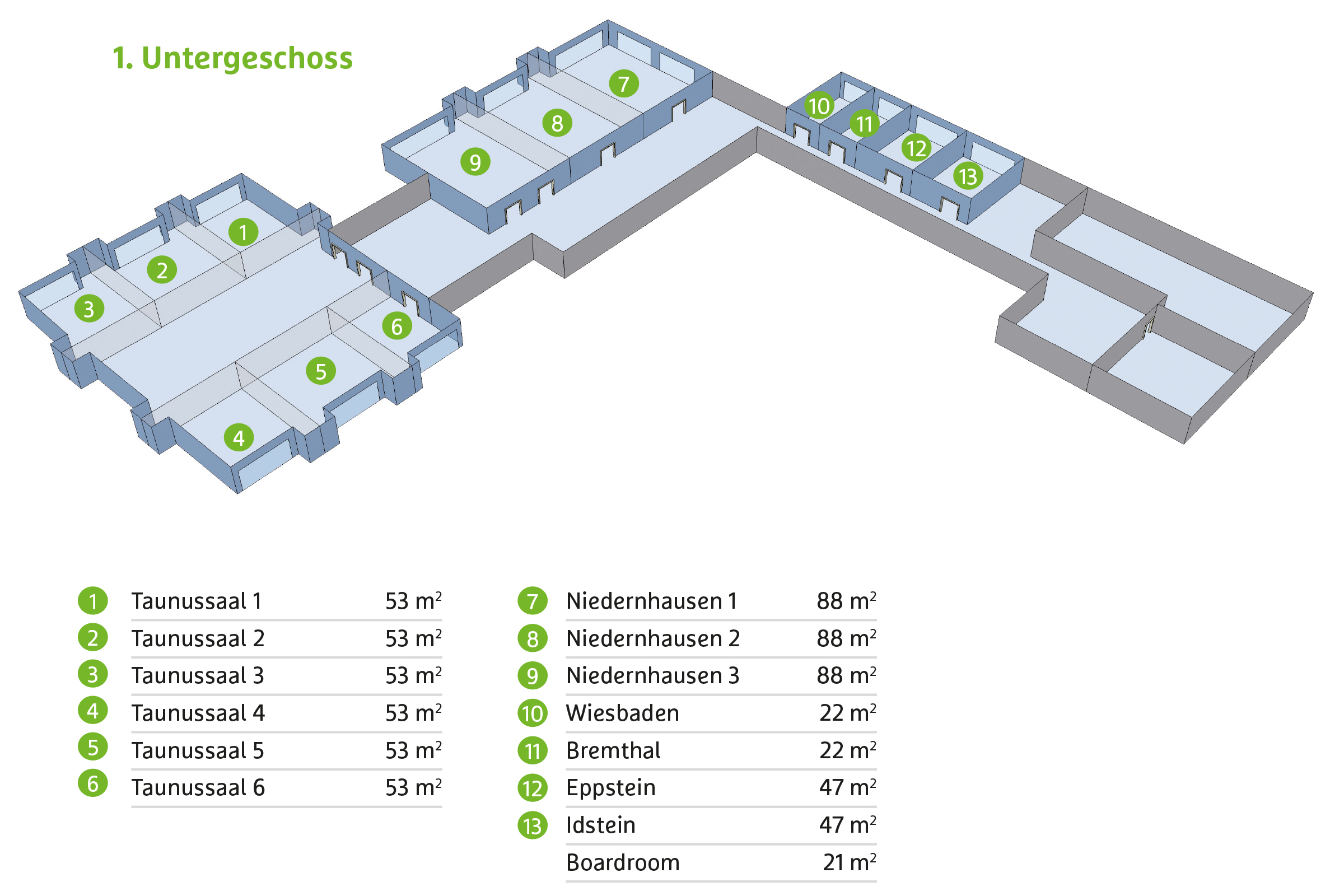 Lageplan der Räumlichkeiten für Seminare, Tagungen und Konferenzen im H+ Hotel Wiesbaden Niedernhausen - Offizielle Webseite Lageplan der Räumlichkeiten für Seminare, Tagungen und Konferenzen im H+ Hotel Wiesbaden Niedernhausen - Offizielle Webseite