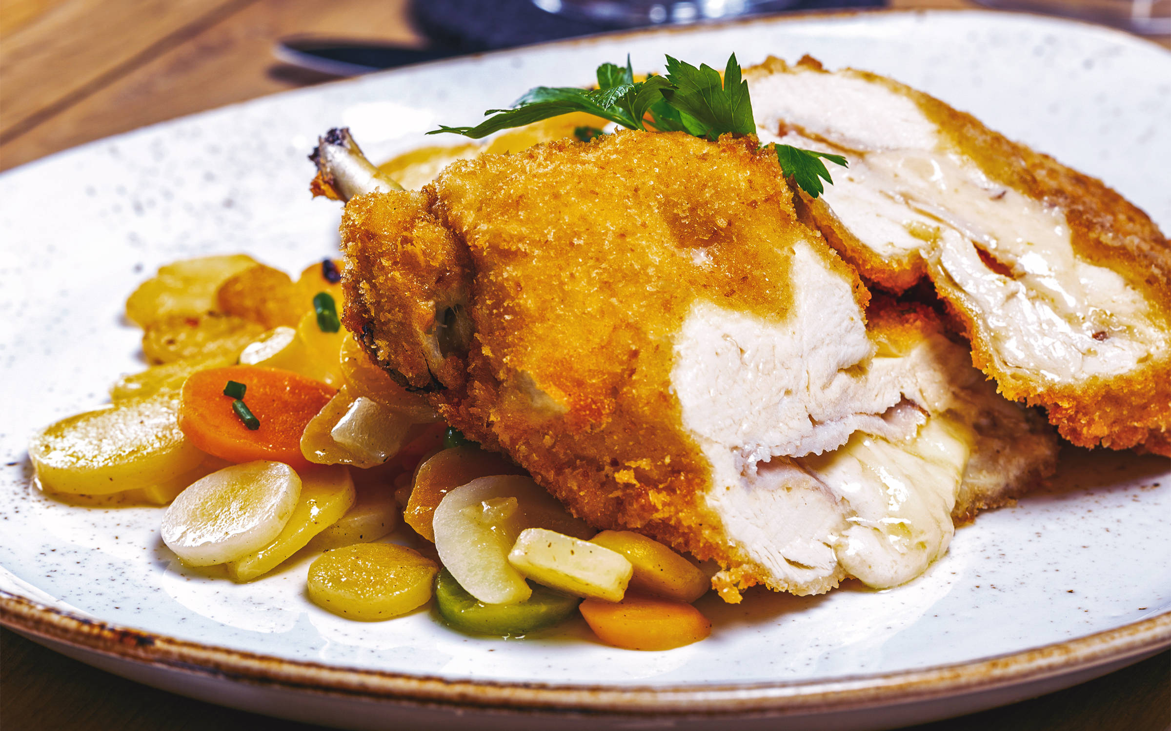 Cordon bleu of Kikok chicken - FRIEDRICHS Schnitzel-Bar - H-Hotels.com Cordon bleu of Kikok chicken - FRIEDRICHS Schnitzel-Bar - H-Hotels.com