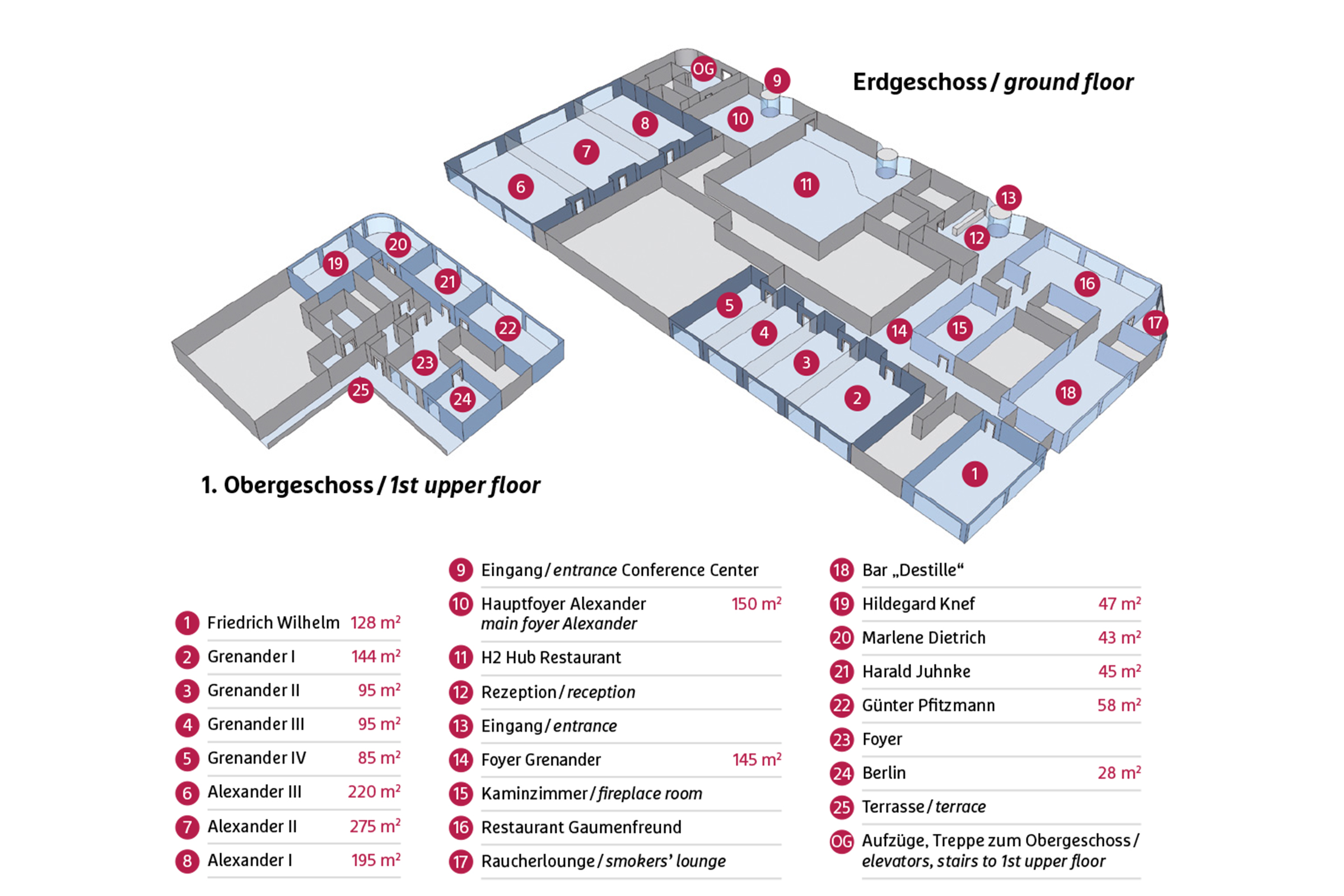 Raumplan des Tagungsbereichs im H4 Hotel Berlin Alexanderplatz - Offizielle Webseite Raumplan des Tagungsbereichs im H4 Hotel Berlin Alexanderplatz - Offizielle Webseite