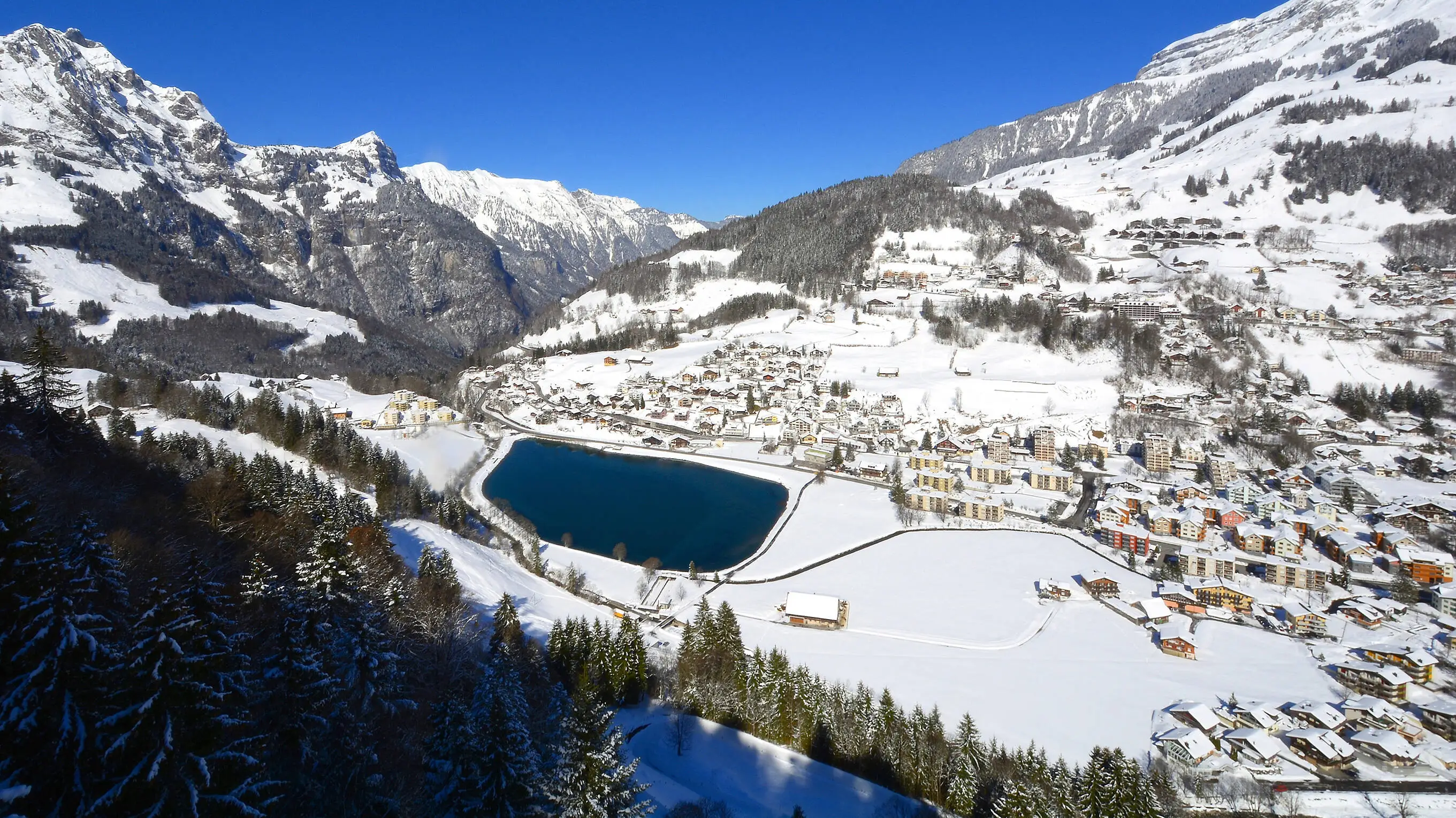 Engelberg in winter from above