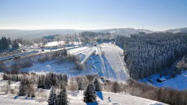 Winter landscape and ski slopes in Willingen.