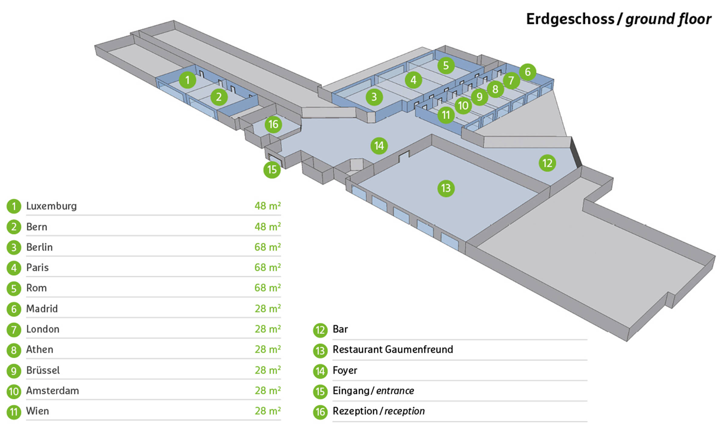 Location plan of the premises for meetings at the H+ Hotel Hannover - Official website Location plan of the premises for meetings at the H+ Hotel Hannover - Official website