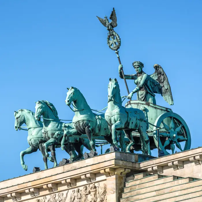 Detailaufnahme von der Quadriga auf dem Brandenburger Tor.