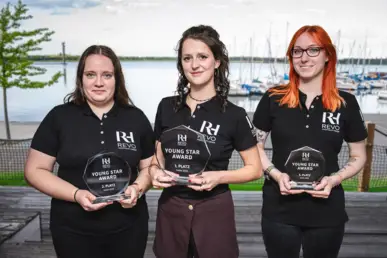 Group photo of three winners of the Young Star Awards