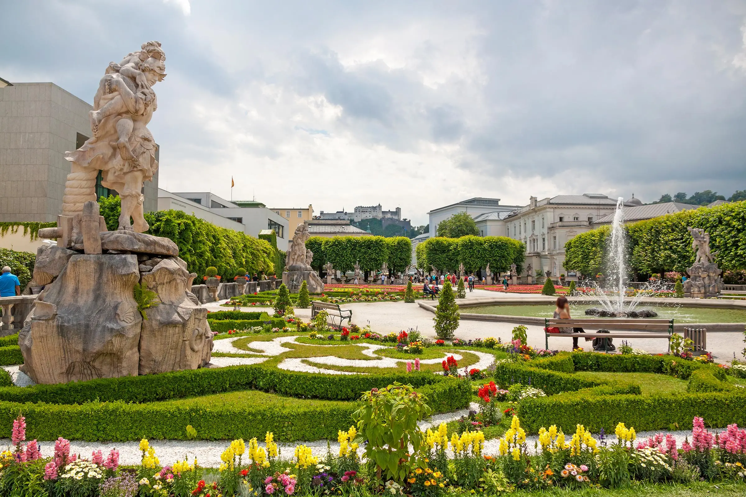 Gardens with fountain at Mirabell Palace