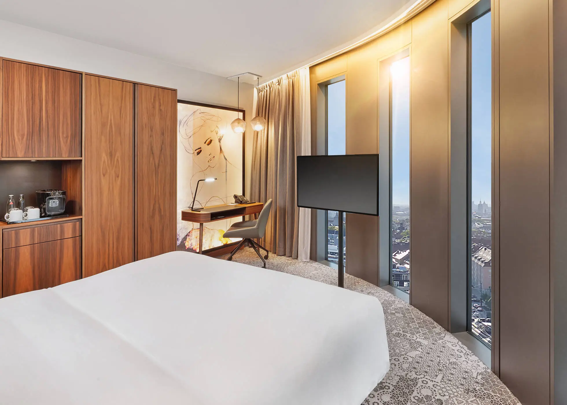 Chambre d'hôtel avec vue panoramique à l'hôtel Hyperion Hotel München