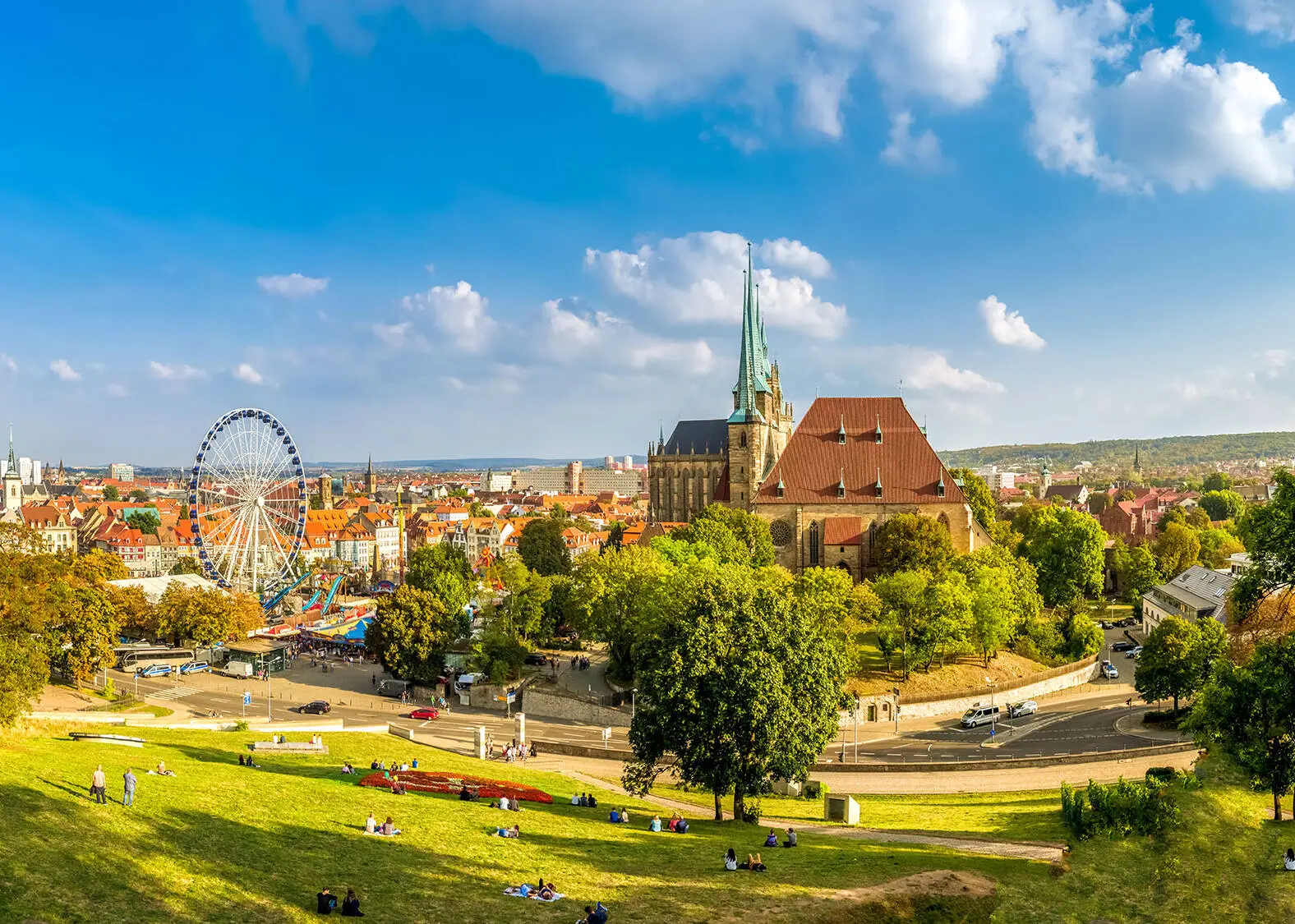 Erfurt skyline with Erfurt Cathedral.